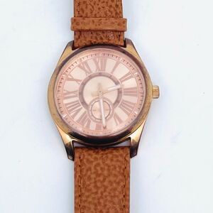LADIES BRONZO Italia 39mm Rose Gold Tone Leather Strap Watch